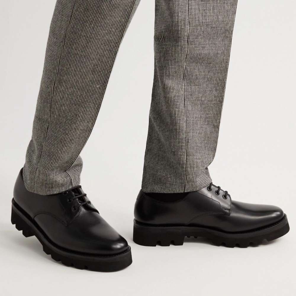 Grenson Landon Leather Derby Shoes Mens US 8.5 Black New